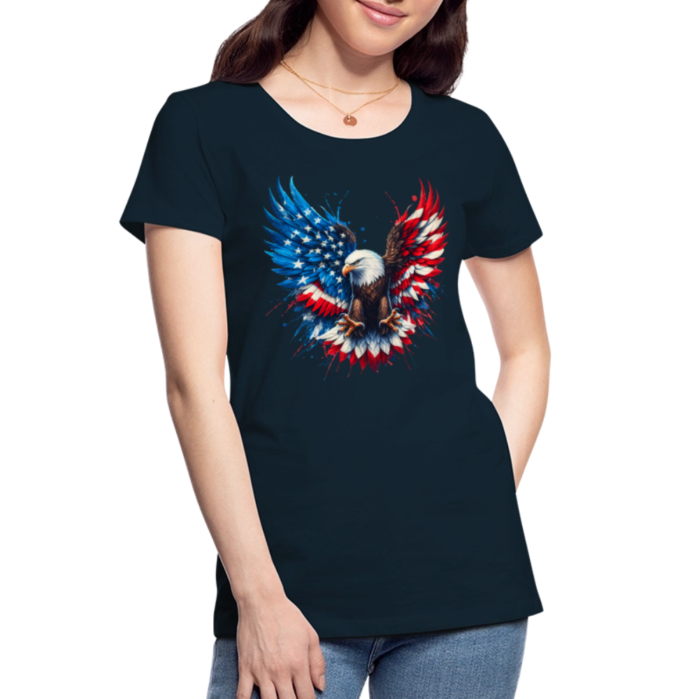 Bald Eagle American Flag - Women’s Premium Organic T-Shirt - deep navy