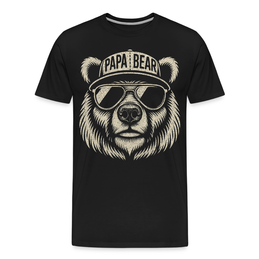 Men’s premium organic t-shirt with Cool Papa Bear design, featuring a bear wearing sunglasses and a cap.
