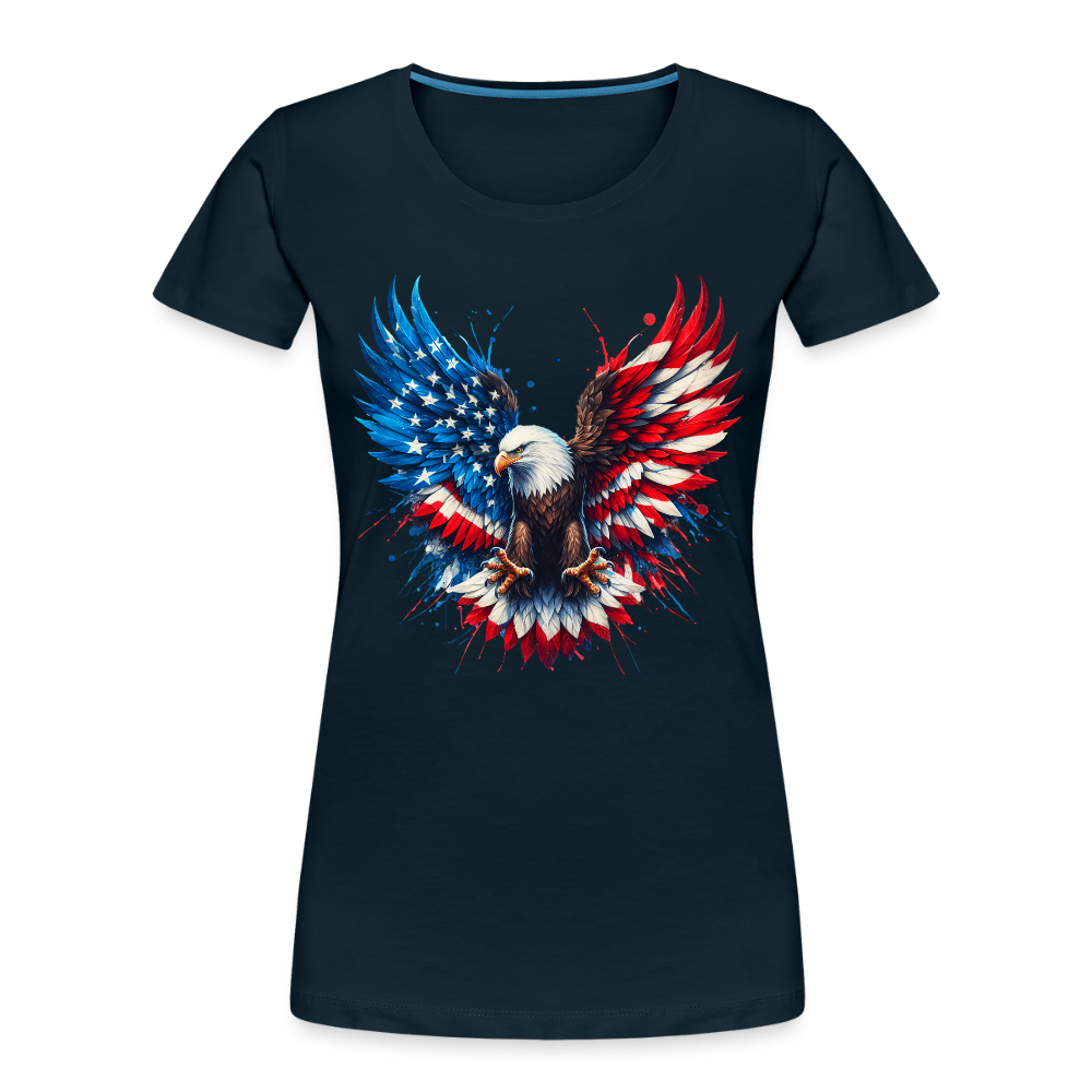 Bald Eagle American Flag - Women’s Premium Organic T-Shirt - deep navy