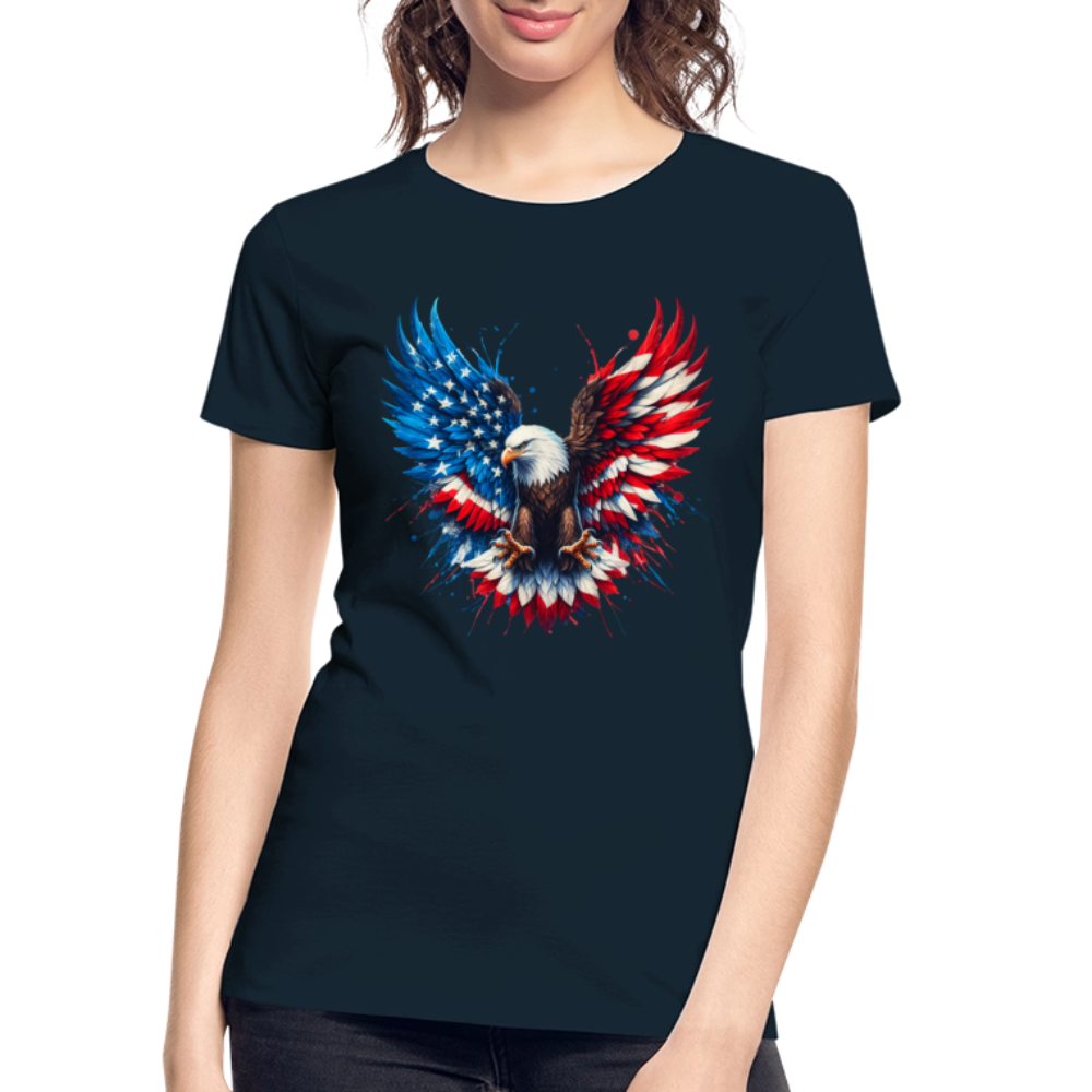 Bald Eagle American Flag - Women’s Premium Organic T-Shirt - deep navy