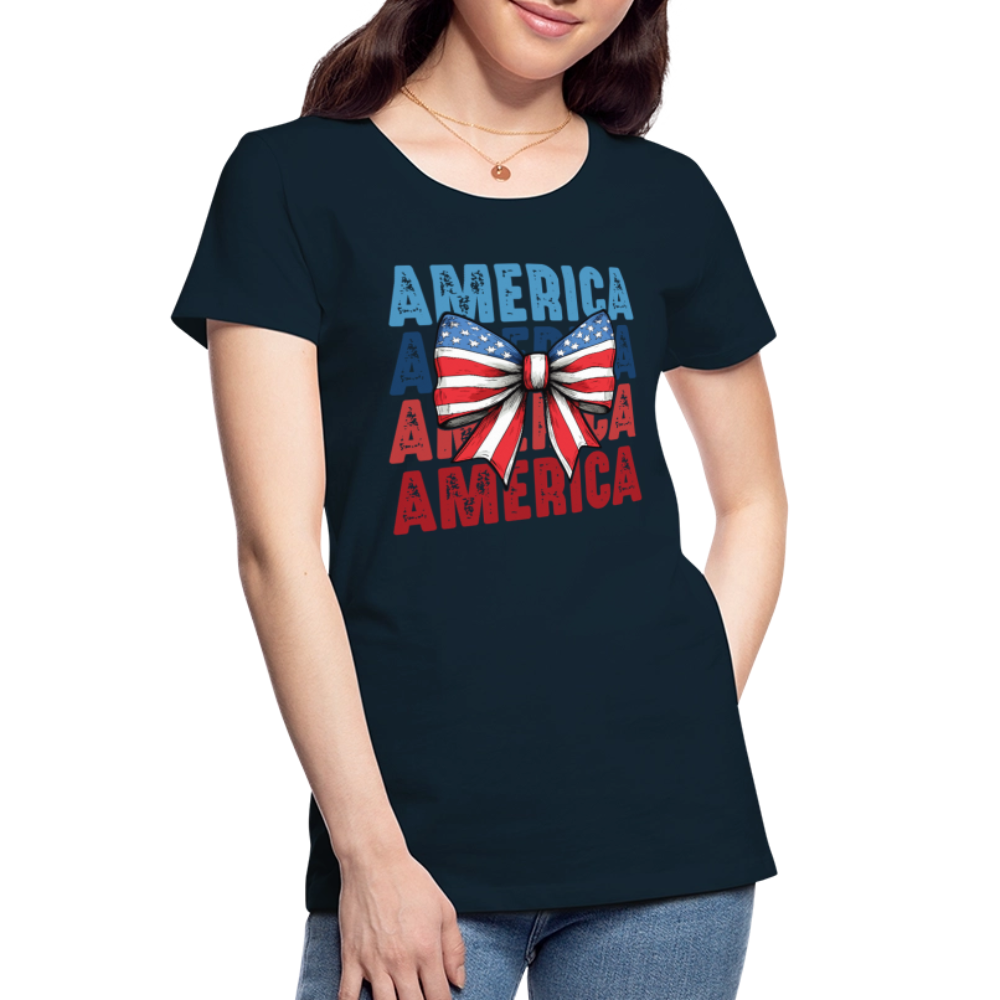 America Coquette Bow - Women’s Premium Organic T-Shirt - deep navy