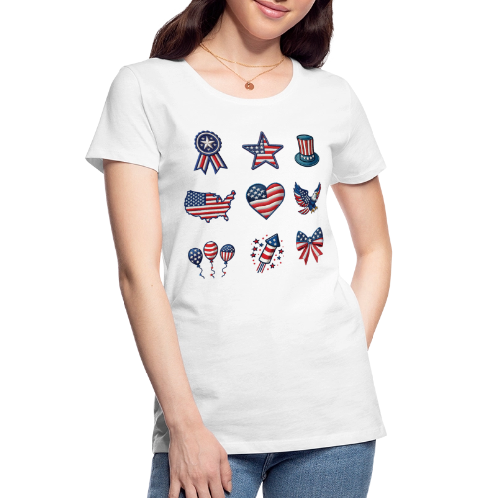 Independance Day 4th of July Embrodery Effect - Women’s Premium Organic T-Shirt - white