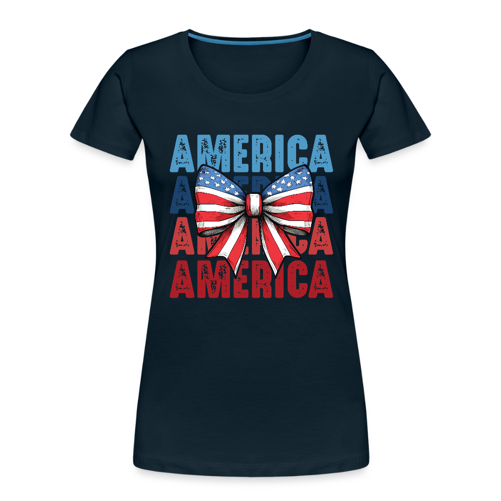 America Coquette Bow - Women’s Premium Organic T-Shirt - deep navy