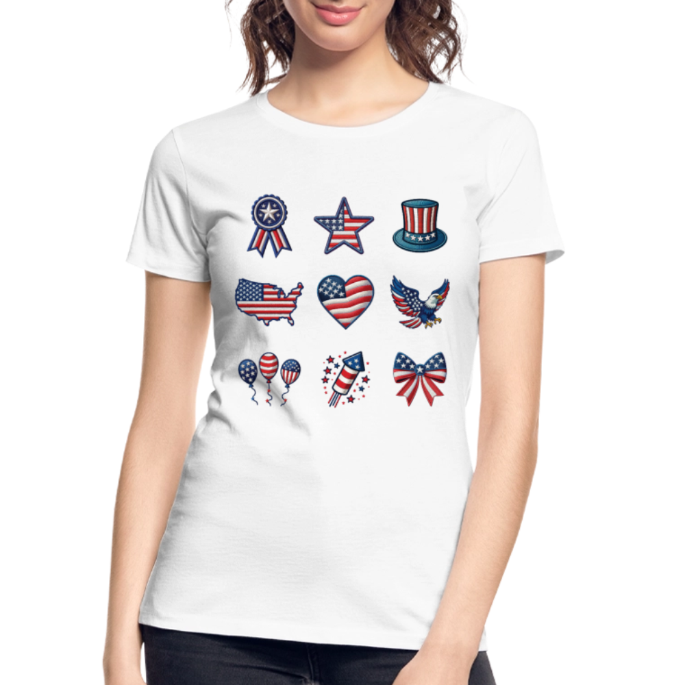 Independance Day 4th of July Embrodery Effect - Women’s Premium Organic T-Shirt - white
