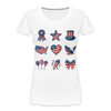 Independence Day 4th of July Women's Organic T-Shirt with embroidery-effect patriotic design.