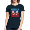 Women's premium organic T-shirt with America Coquette Bow design in red, white, and blue.