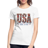 USA Floral Est. 1776 Embrodery Effect - Women’s Premium Organic T-Shirt - white