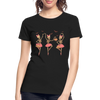 Illustration of skeleton ballerinas dancing in tutus on a women’s premium organic t-shirt, spooky gothic ballet design perfect for Halloween or fall fashion.