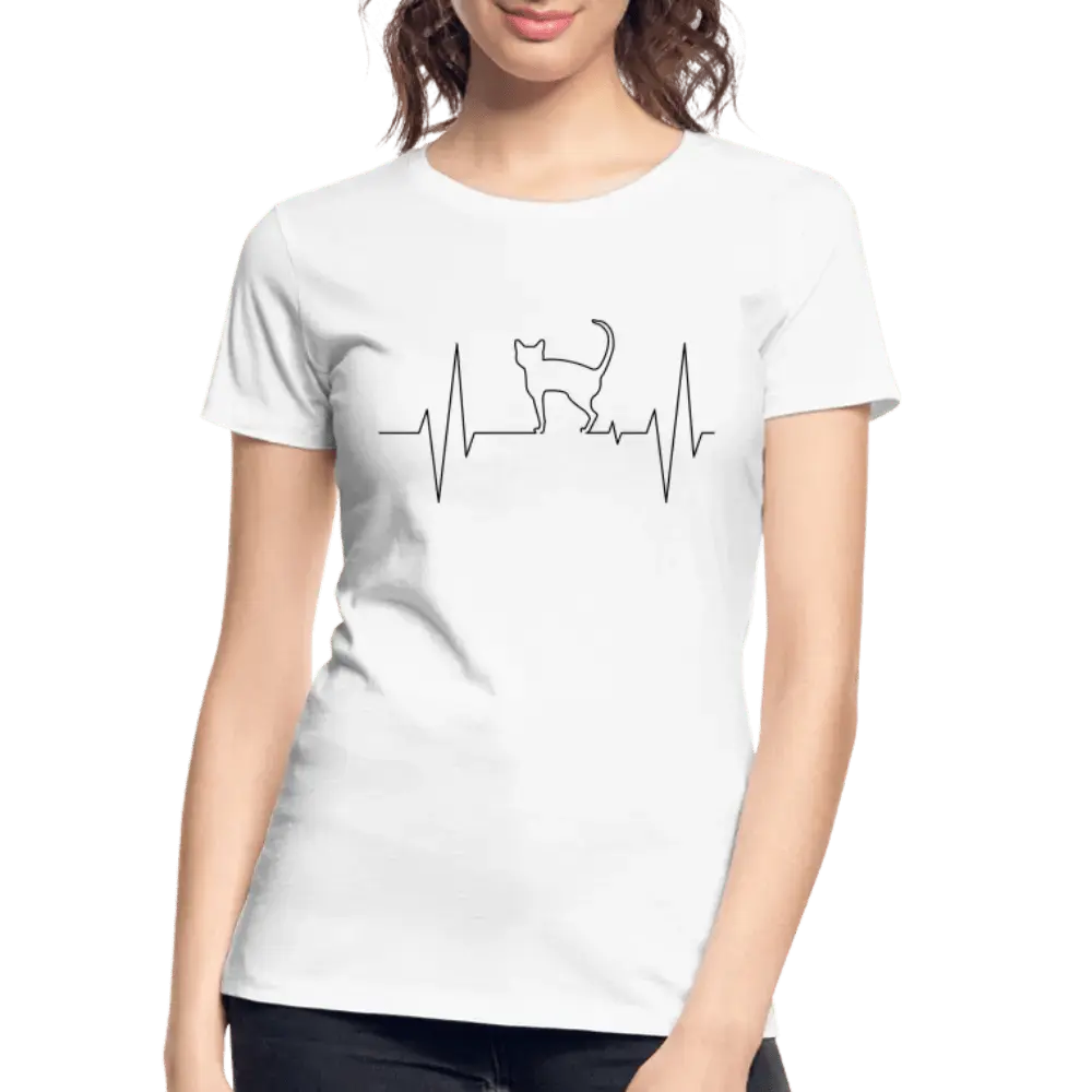 Cat Lover Heartbeat Line - Women’s Premium Organic T-Shirt - Lifestyle Creation Organic T-shirts