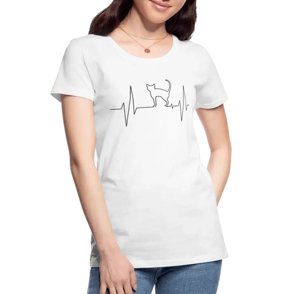 Cat Lover Heartbeat Line - Women’s Premium Organic T-Shirt - Lifestyle Creation Organic T-shirts