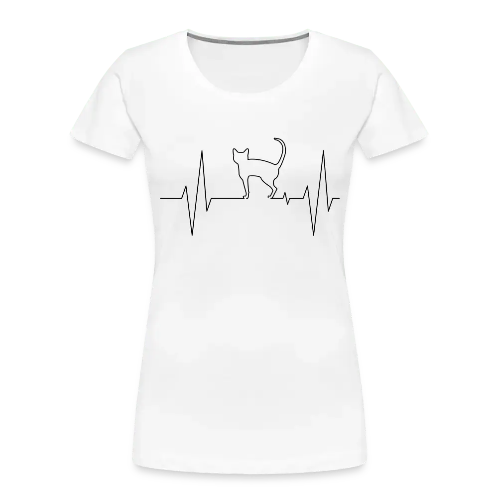 Cat Lover Heartbeat Line - Women’s Premium Organic T-Shirt - Lifestyle Creation Organic T-shirts