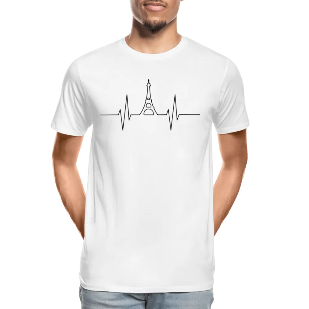 Eiffel Tower Heartbeat Line - Men’s Premium Organic T-Shirt - Lifestyle Creation Organic T-shirts