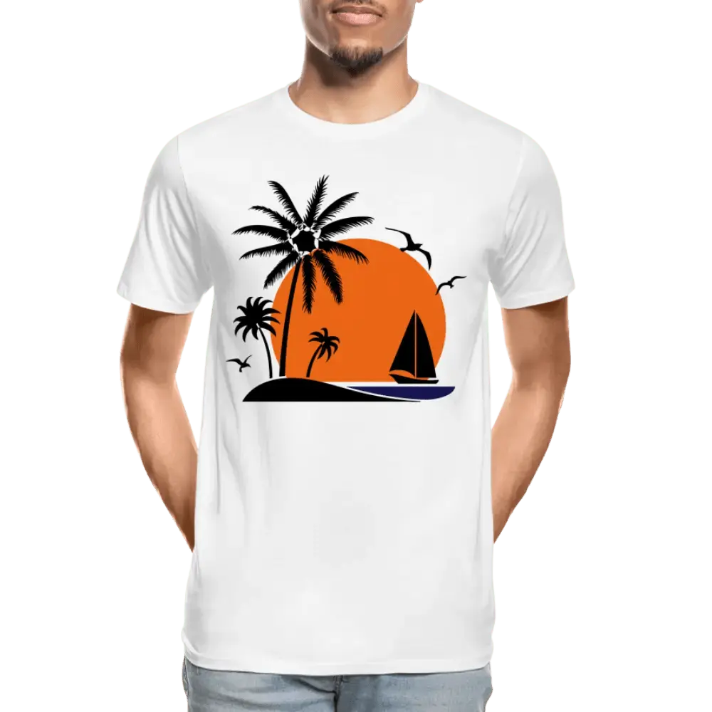 Sailing boat Sunset - Men’s Premium Organic T-Shirt - Lifestyle Creation Organic T-shirts