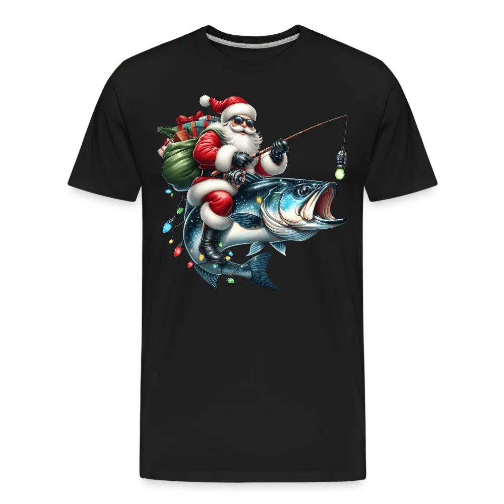 Santa Fishing Men’s Premium Organic T-Shirt - Lifestyle Creation Organic T-shirts