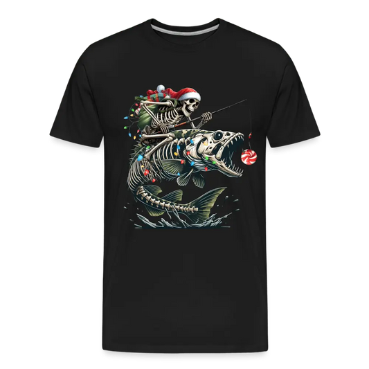 Santa Skeleton Riding Skeleton Fish - Men’s Premium Organic T-Shirt - Lifestyle Creation Organic T-shirts