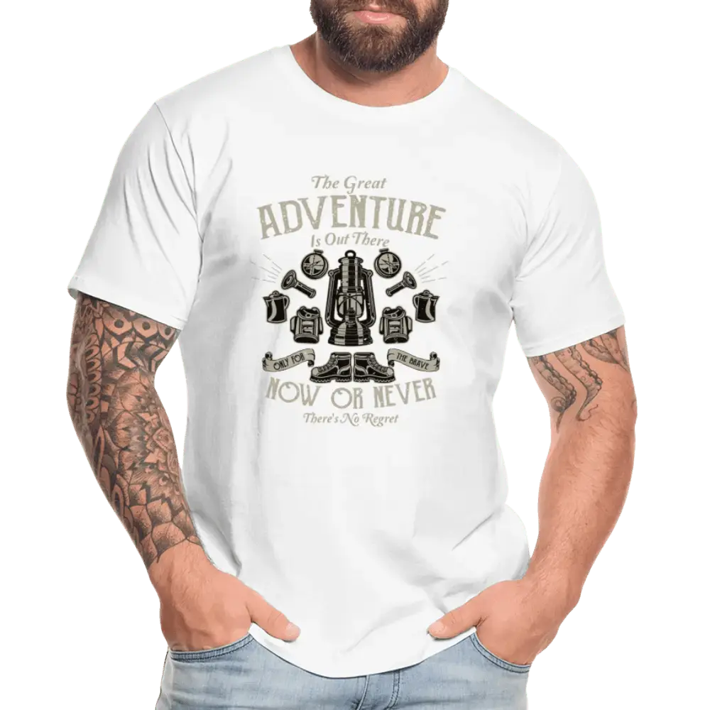 The Great Adventure is Out There Now Or Never - Men’s Premium Organic T-Shirt - Lifestyle Creation Organic T-shirts